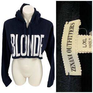 Zeanna Outfitters Sweatshirt Womens XL Blonde Crop Hoodie Dance Grunge Rock
